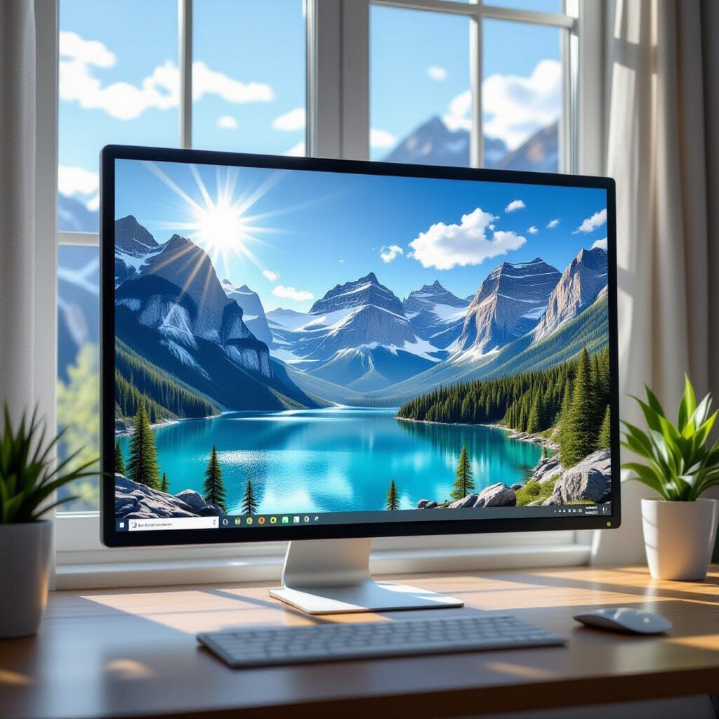 Digital Painting of Nature Escaping Computer Screen