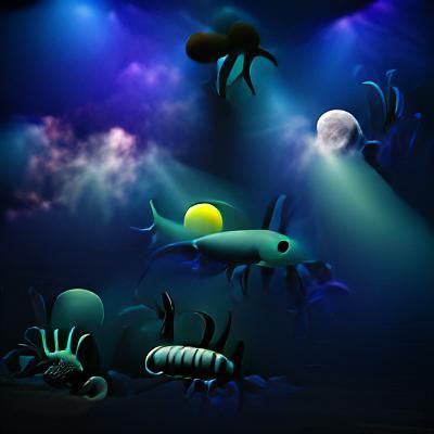 Life in the deep sea matte background beautiful volumetric l...