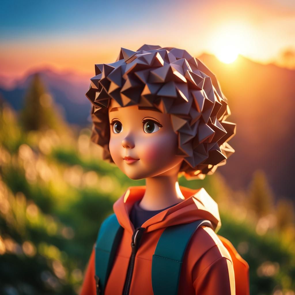 A close-up shot of cute short curly hair girl looking at fro...