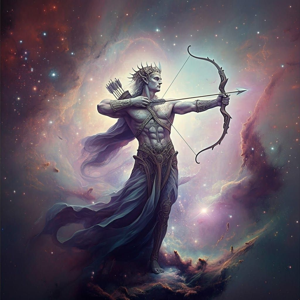 Celestial Sagittarius Archer in Dreamlike Biomechanical Styl...