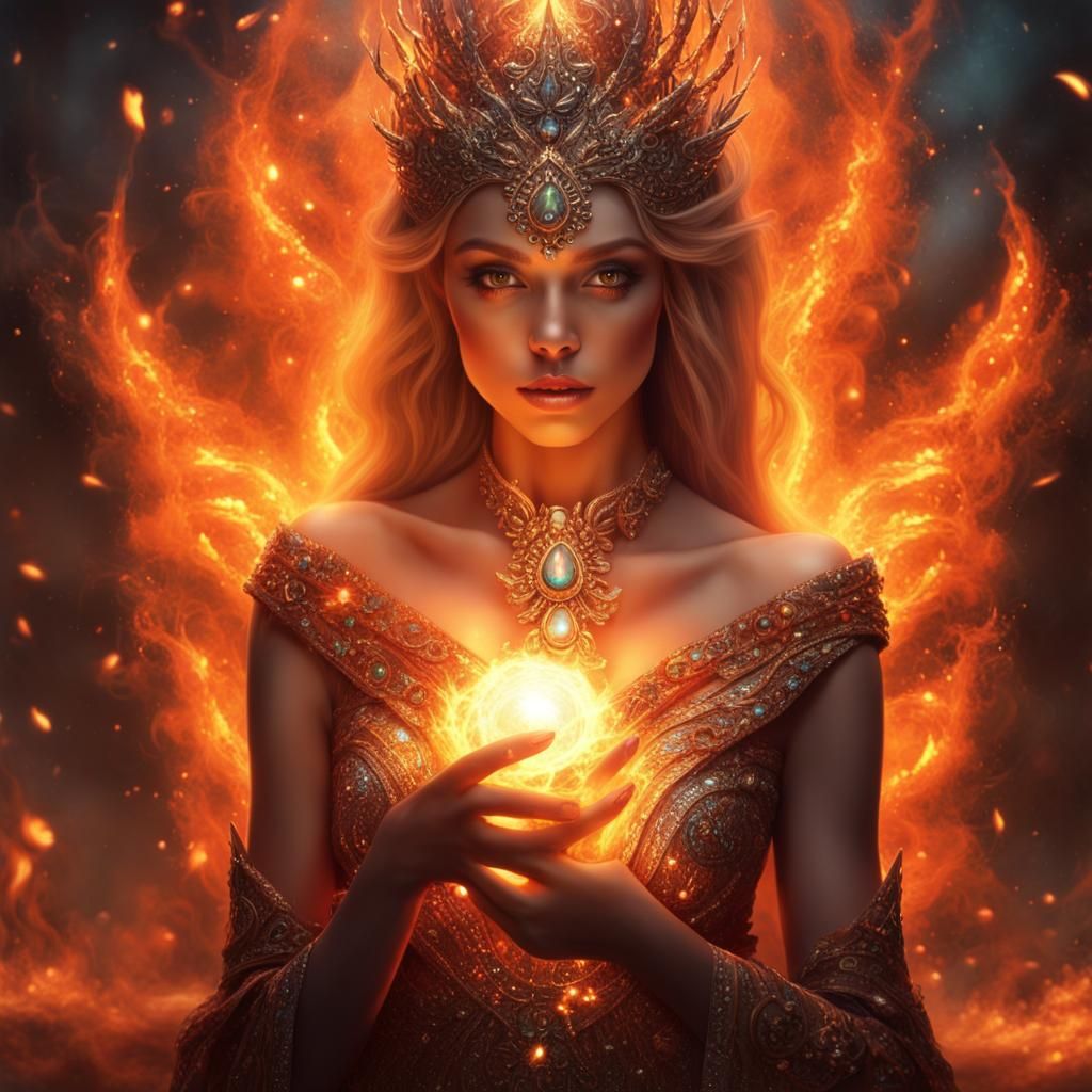 Evelila The Flame Sorceress - AI Generated Artwork - NightCafe Creator