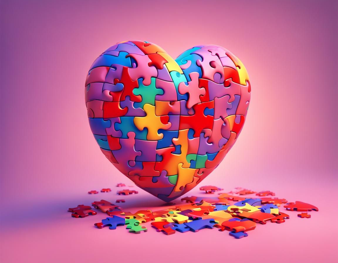 3D Puzzle Heart - AI Generated Artwork - NightCafe Creator