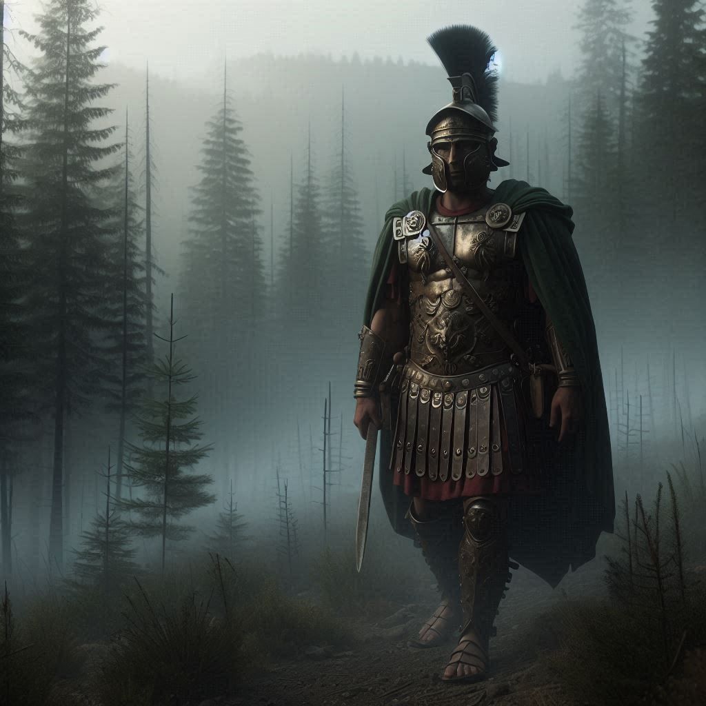 Roman Centurion in a forest in Germania.