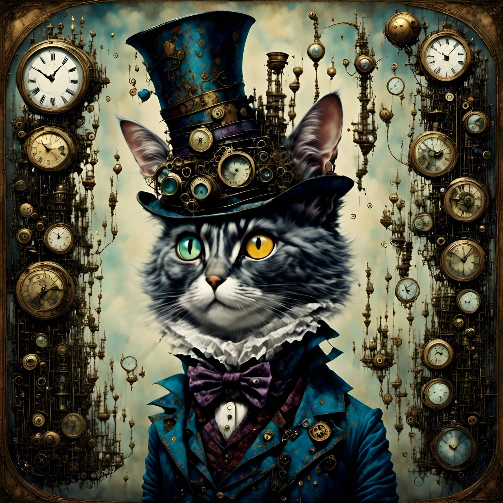 Dark Whimsy + Cats-Unlimited + Steampunk-Notebook LoRA Test
