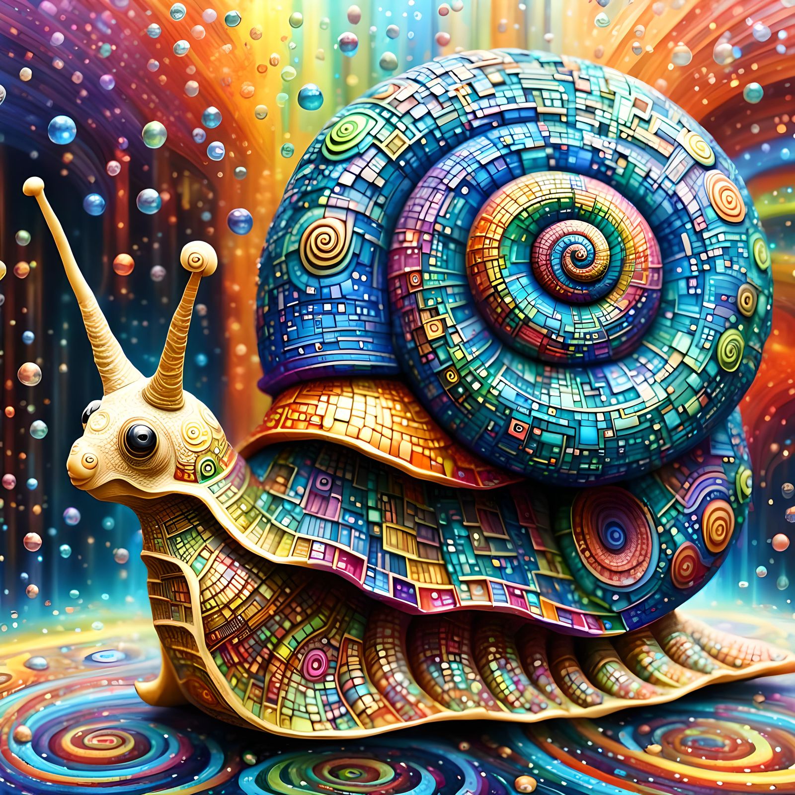 Binary Code Dream Fantastical colorful ornate snail hyper detailed masterpiece   by @Kimby