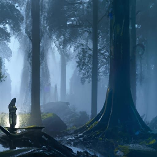 dark forest with ghost