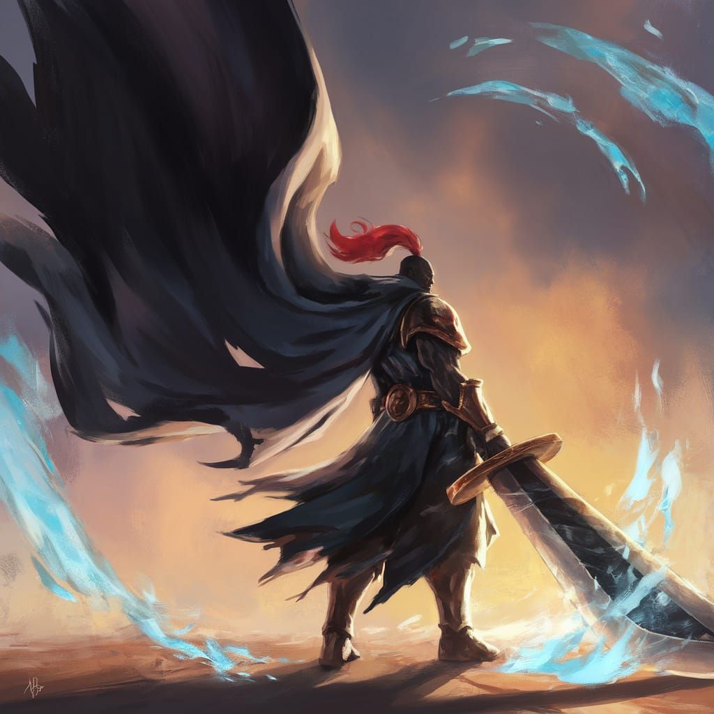 Majestic Fantasy Warrior in Guache Style