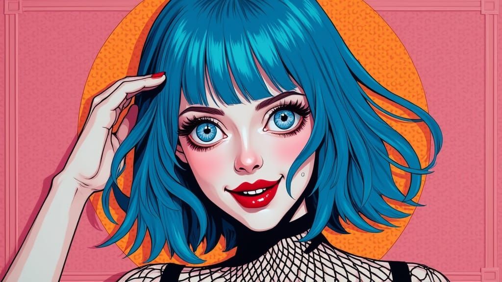 Gothic Punk Goddess in Electric Blue Hair