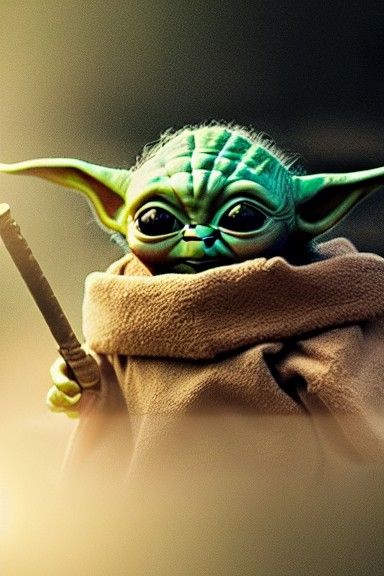 Baby Yoda, Rainy Sunset - Ai Generated Artwork - Nightcafe Creator