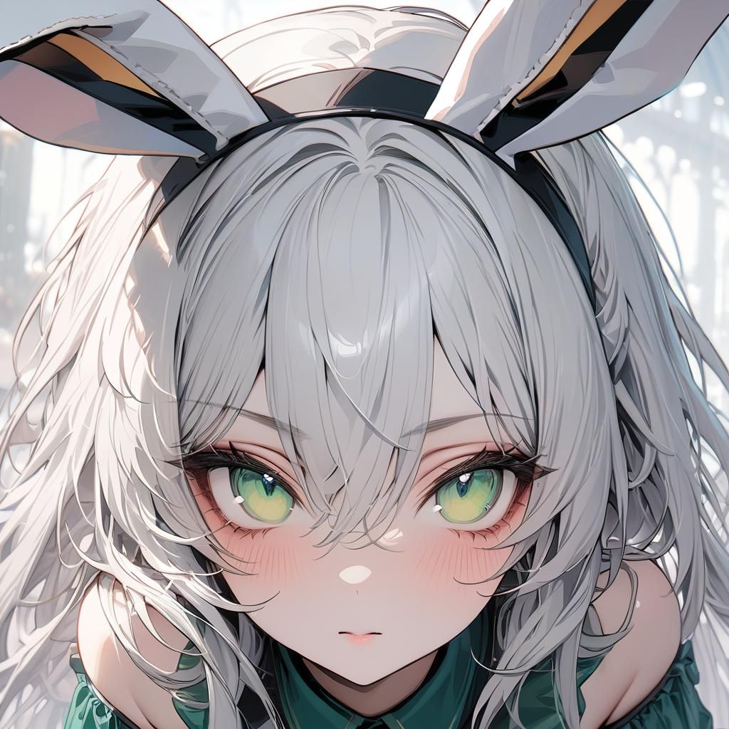 Girl with Bunny Ears and White Hair