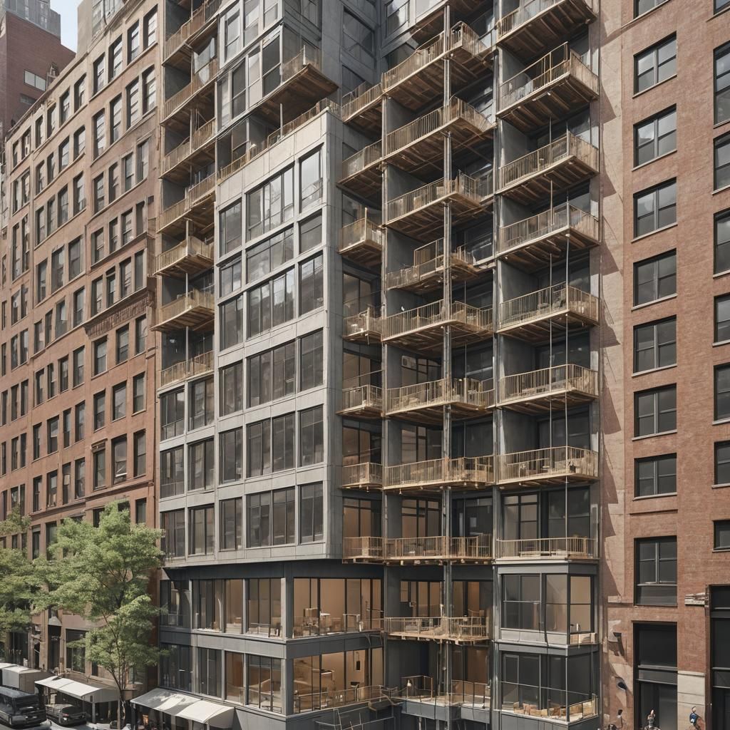 the rendering of a new construction building in new york cit...