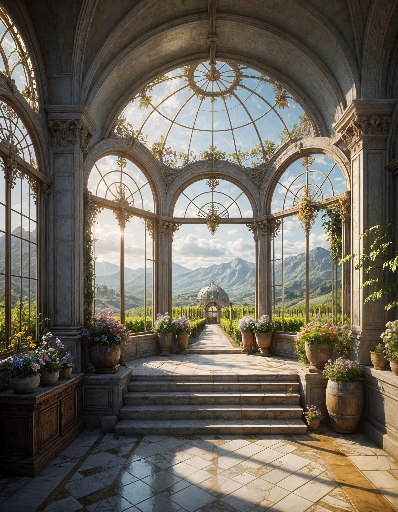 Ethereal Italian Renaissance Greenhouse with Breathtaking Vi...