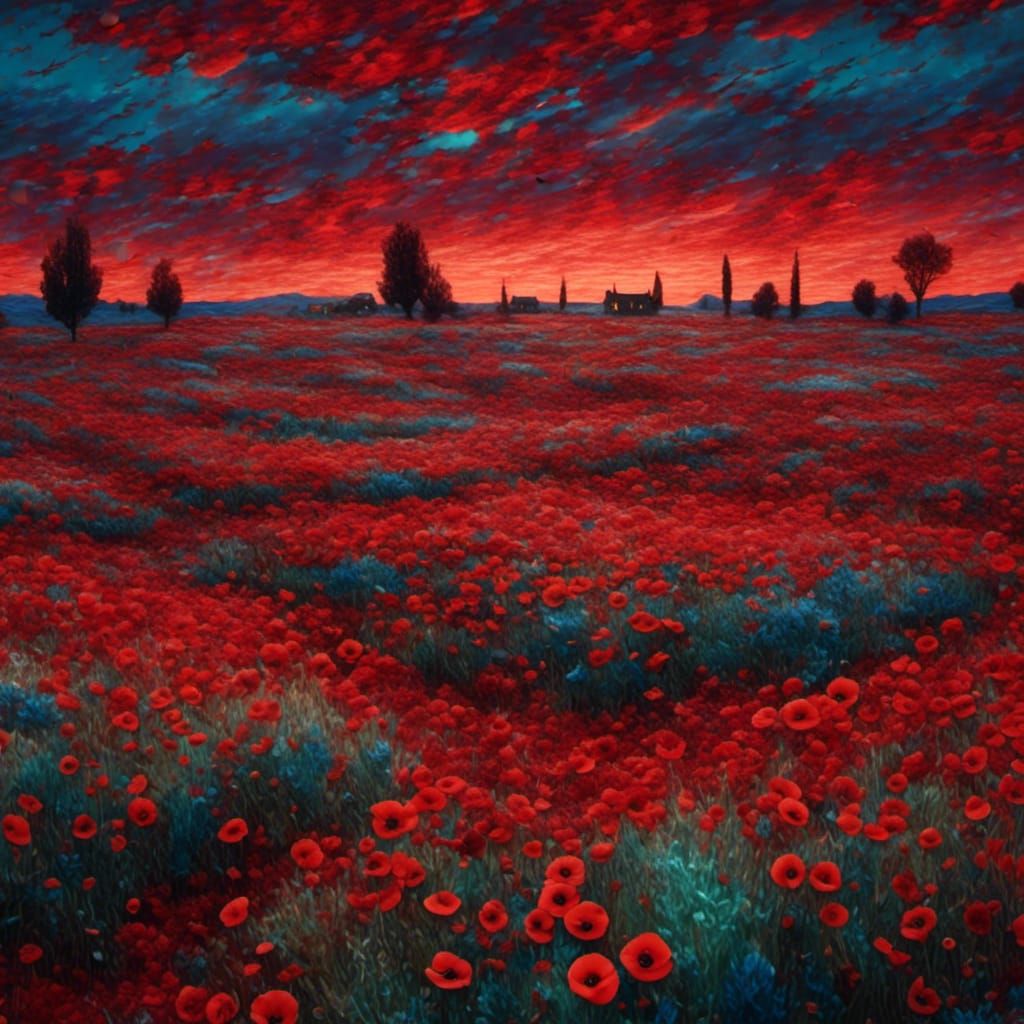 <lora:BearZFX:1.0> Van gogh like , poppy field