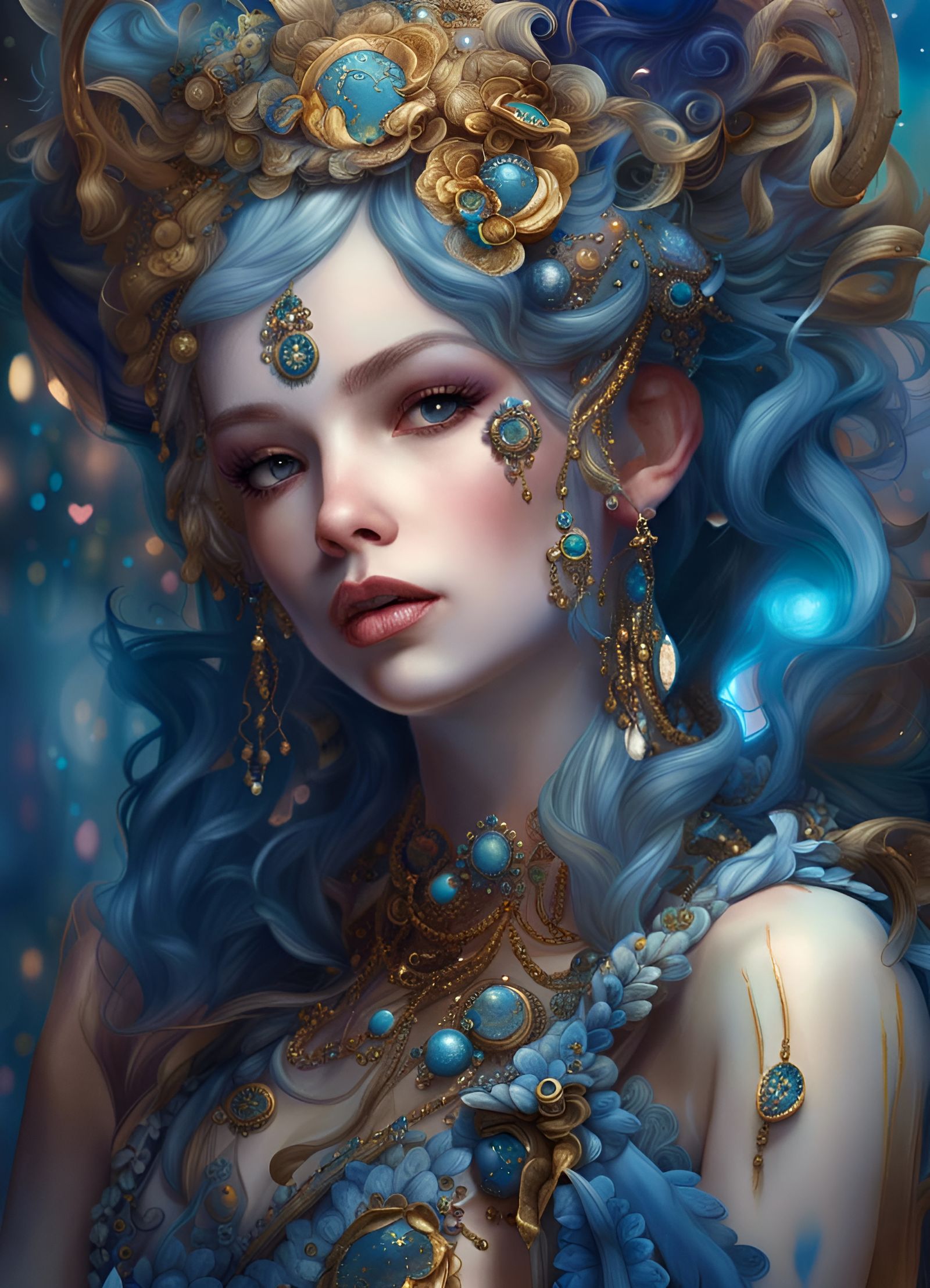 Dispina - Goddess of Glimmering Blue - AI Generated Artwork - NightCafe ...