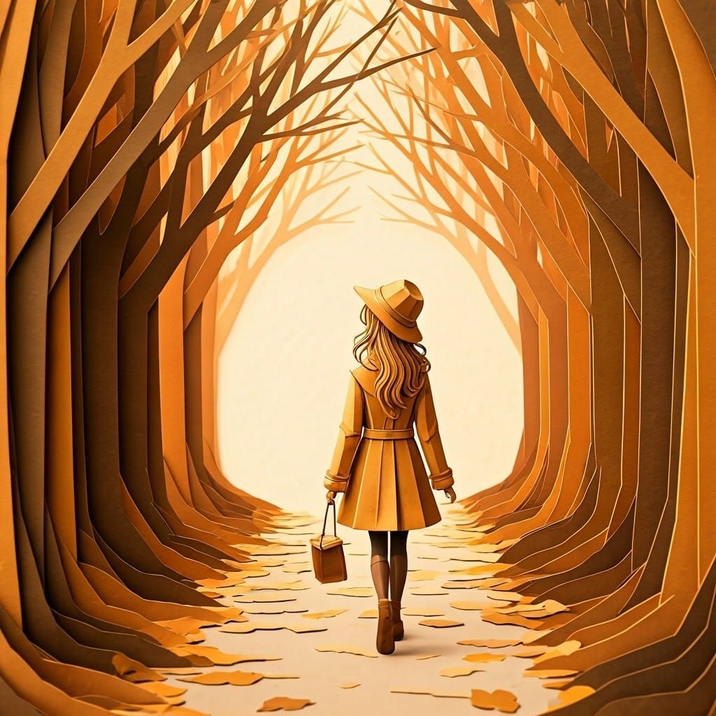 An image made of torn paper scraps. A delightful young lady ...