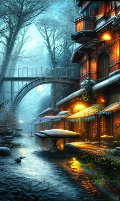 The Summer and winter seasons HDR photorealistic hyperdetail...