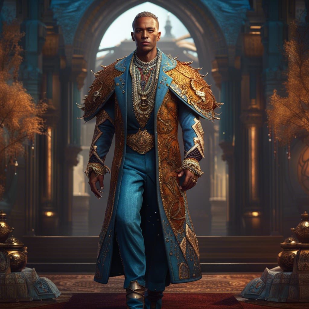 Exotic human male rich full figure full dressed with jewel