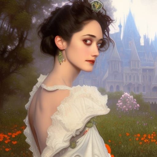 Detailed Portrait with Fleur-de-Lis Crest