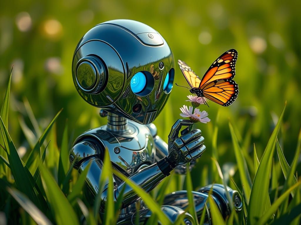 robot and a butterfly  by @dai suki