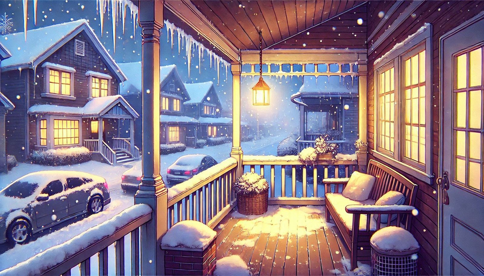Lo-fi Suburban Winter Porch