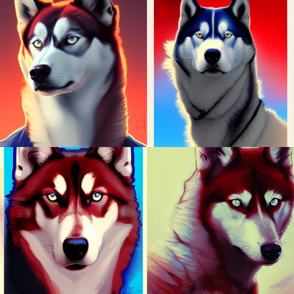 Red husky blue eyes AI Generated Artwork NightCafe Creator