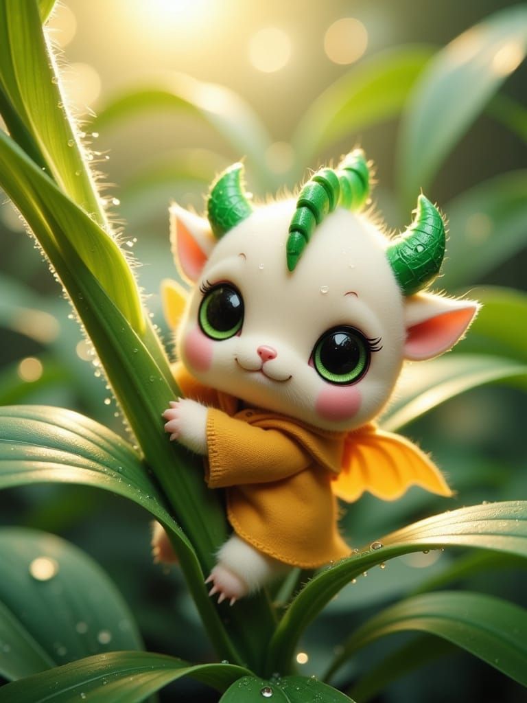 Whimsical Marshmallow Creature in Enchanted Garden