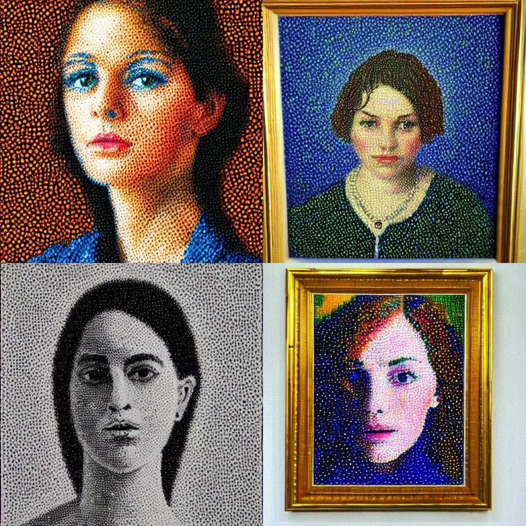 A portrait in the style of Pointillism