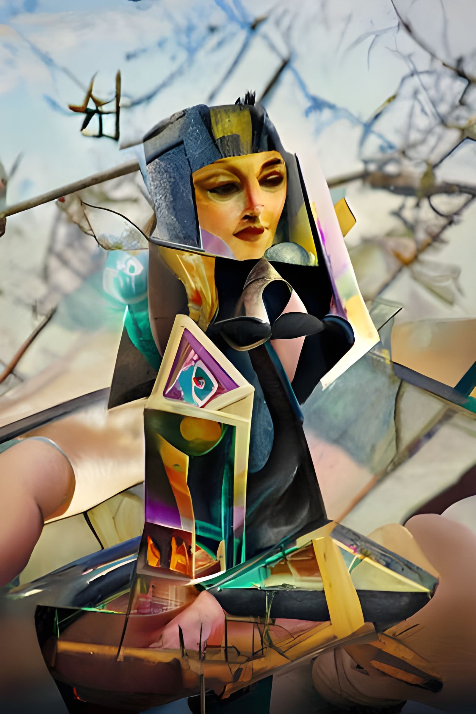 Tarot card The High Priestess cubism cubist concept art impr...