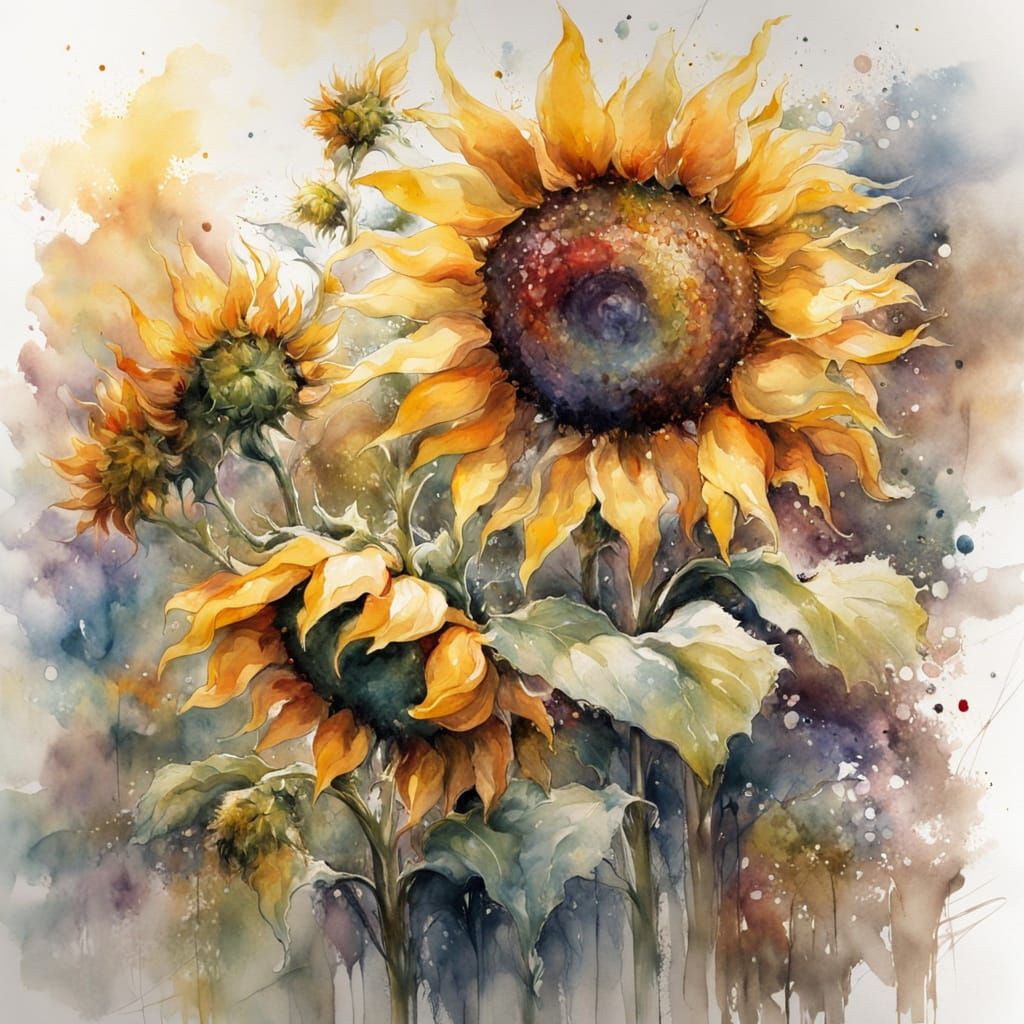 Sunflowers in a field.   by @Zs Art Collection