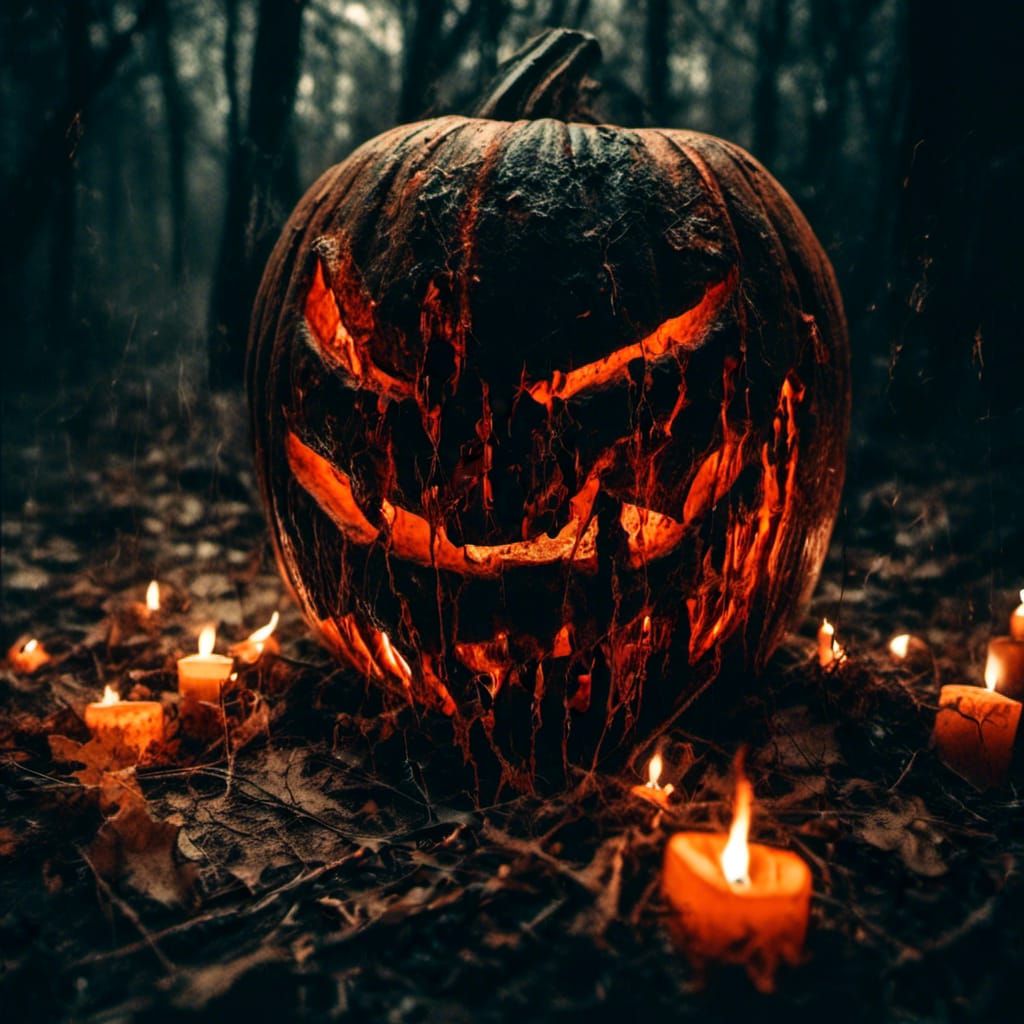 Burning Jack-o'-lantern
