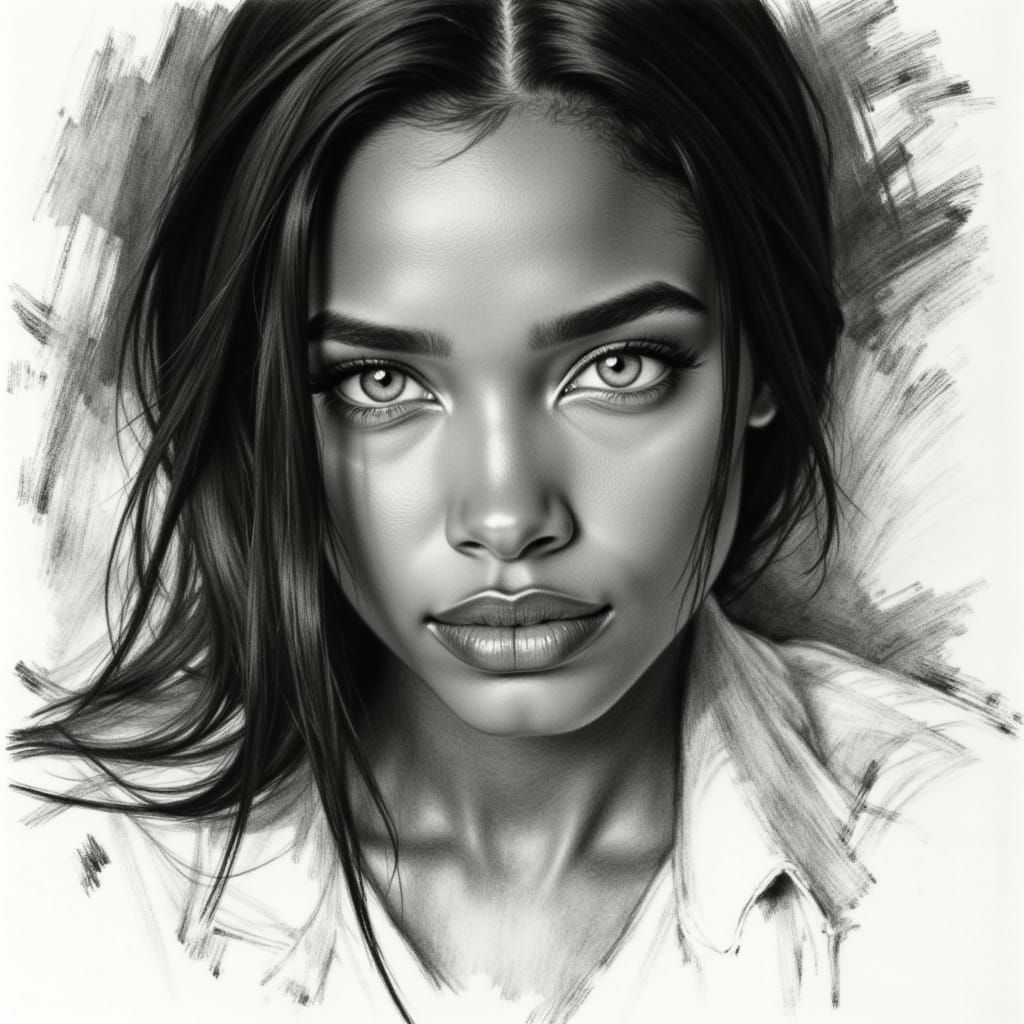 charcoal woman portrait <lora:Sveta II Charcoal:1.0>