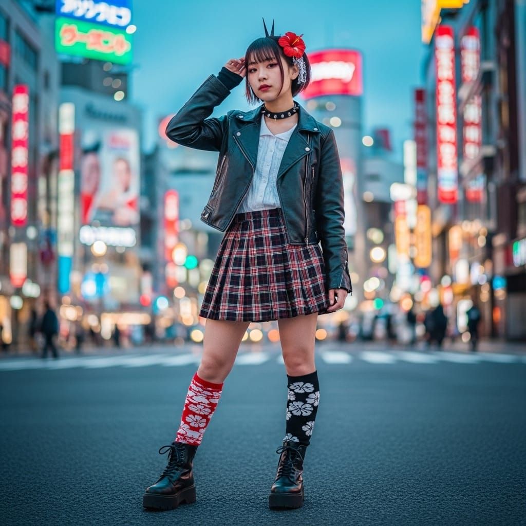 punk gyaru girl in Okinawa, Shibuya and Harajuku style