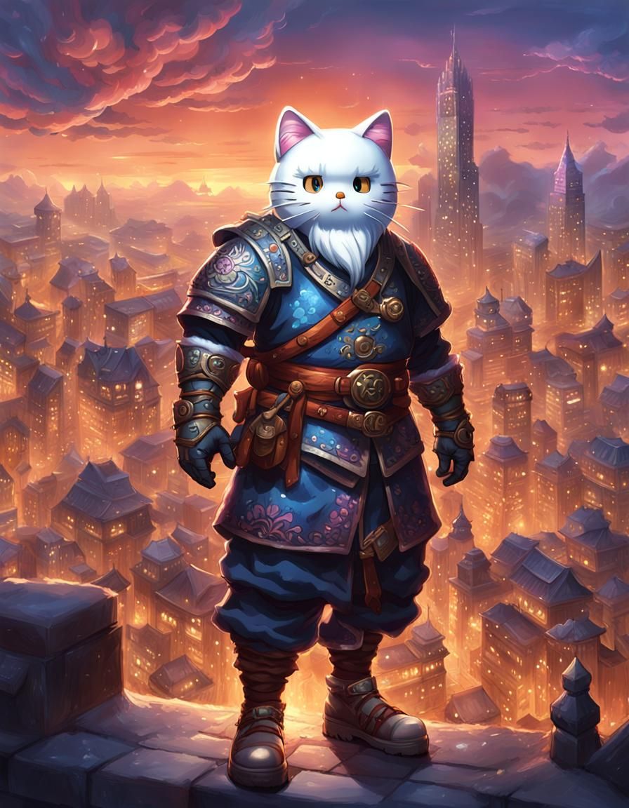 AD&D Fighter Hello Kitty Dwarf 001 - AI Generated Artwork - NightCafe ...