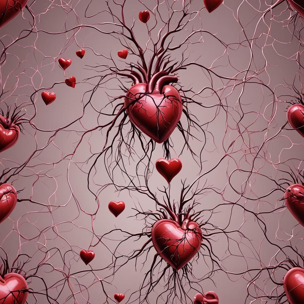 Surreal Pink Heart Electrocardiogram of the Future