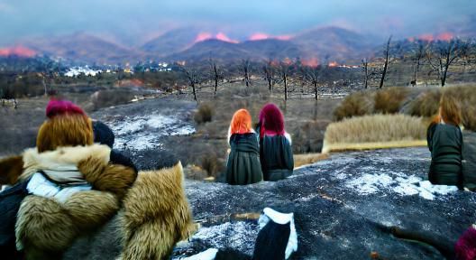 the fires kissed the hills in the distance, but we were cold
