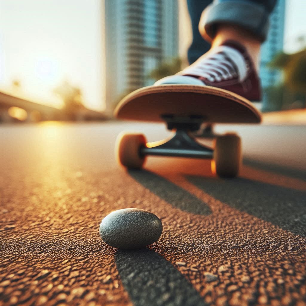 Skateboard vs Pebble...So small yet so dangerous