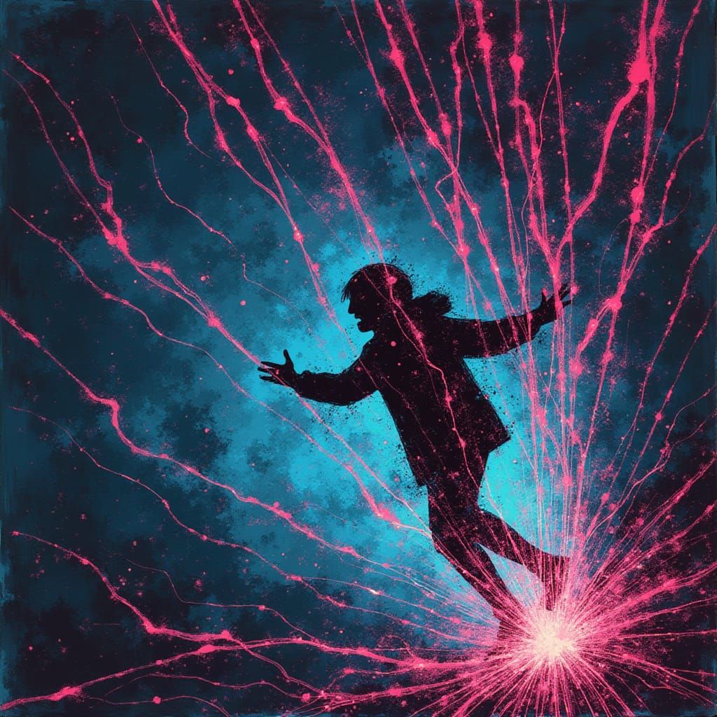 Cyberpunk Escape in Vibrant Neon Impasto