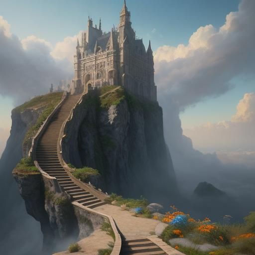 Endless Staircase Dissolving into Light: Hyper-Realistic Mat...