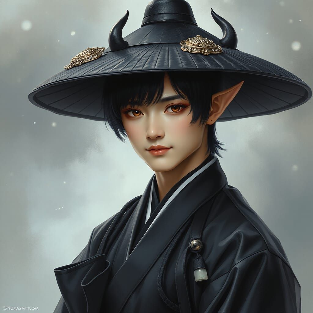 Korean Demon in Hanbok, Ethereal Fantasy Style