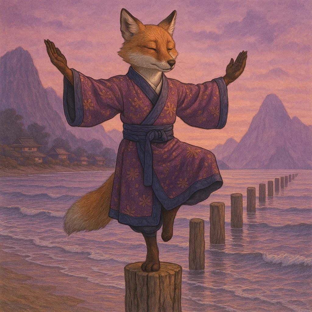 שועל במדיטציה סגולה