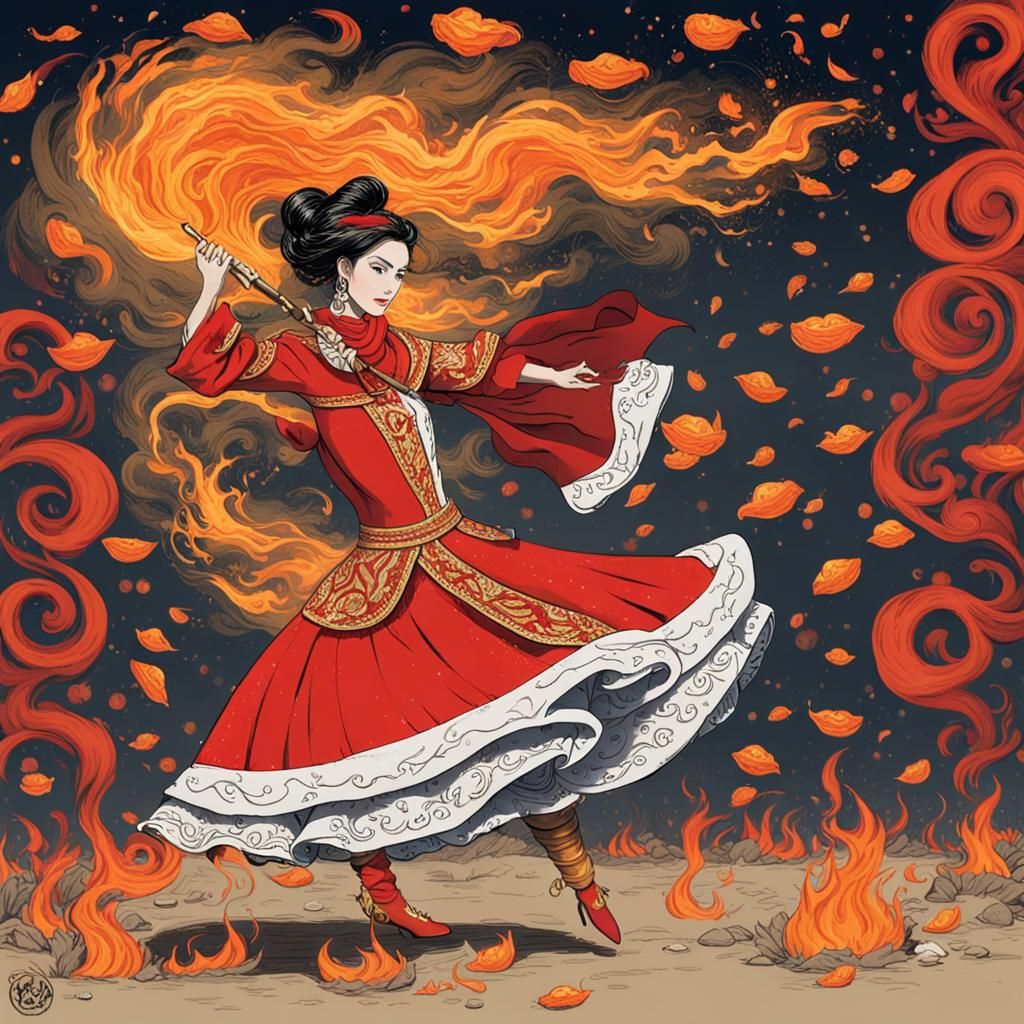 Mira, La Niña de Fuego 
Esconde un secreto 
Y no tiene miedo...