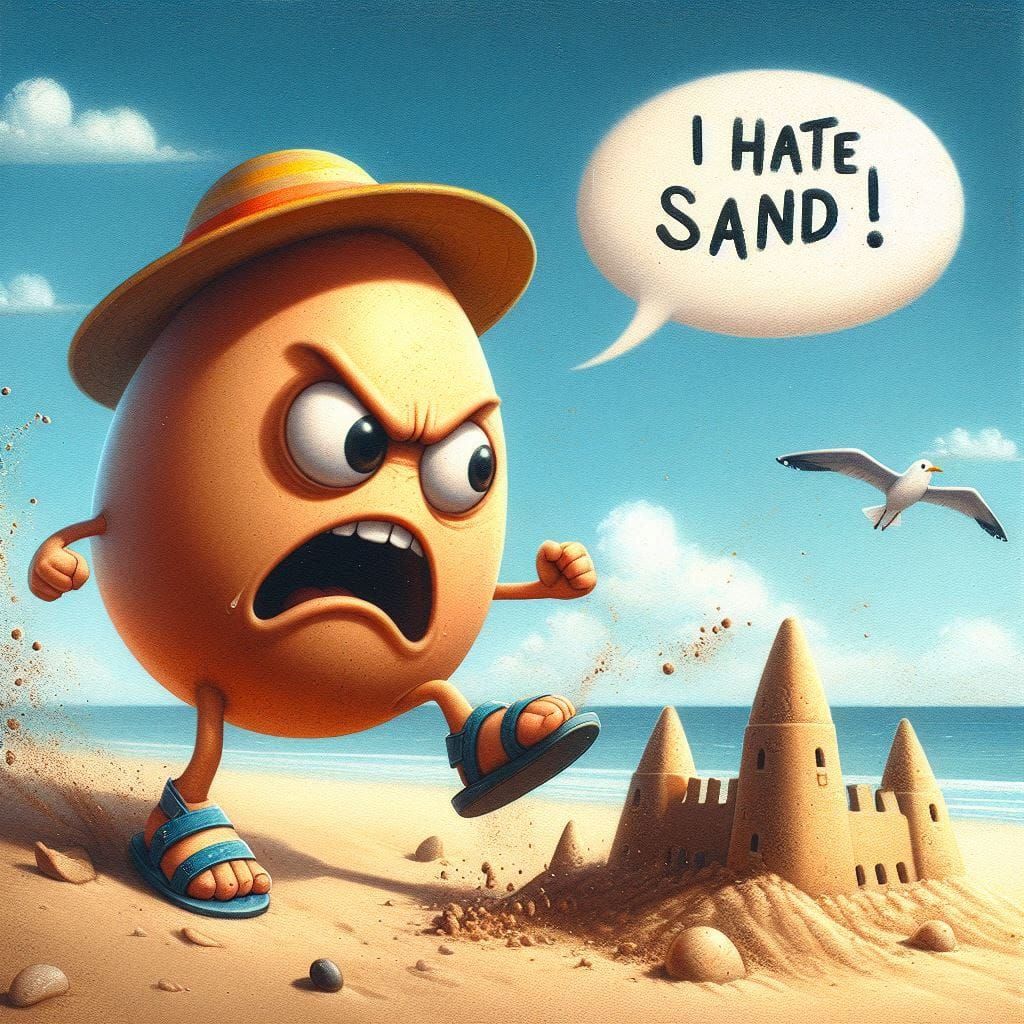 Angry Egg on a Beach Holiday ("I Hate Sand" walk)