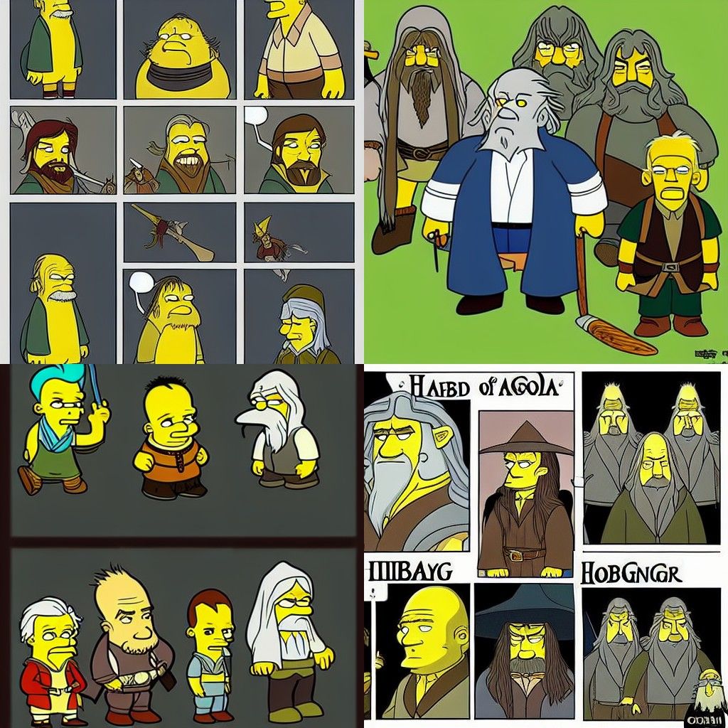 "The Lord of the Rings" Hobbits and Gandalf in the style of ...