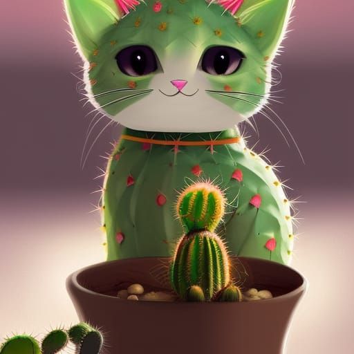 Catcus has a cactus! - AI Generated Artwork - NightCafe Creator