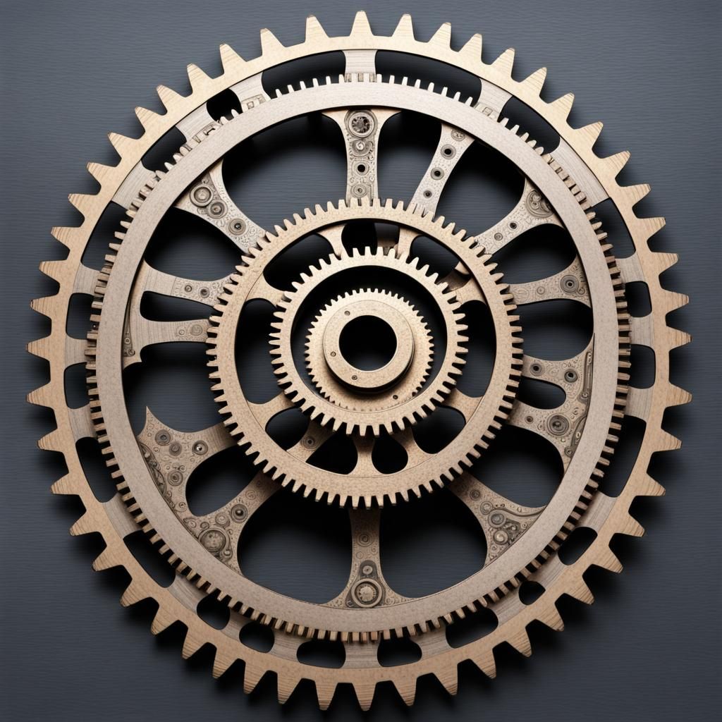 Single large cog, made out of steampunk cogs and gears, intricate