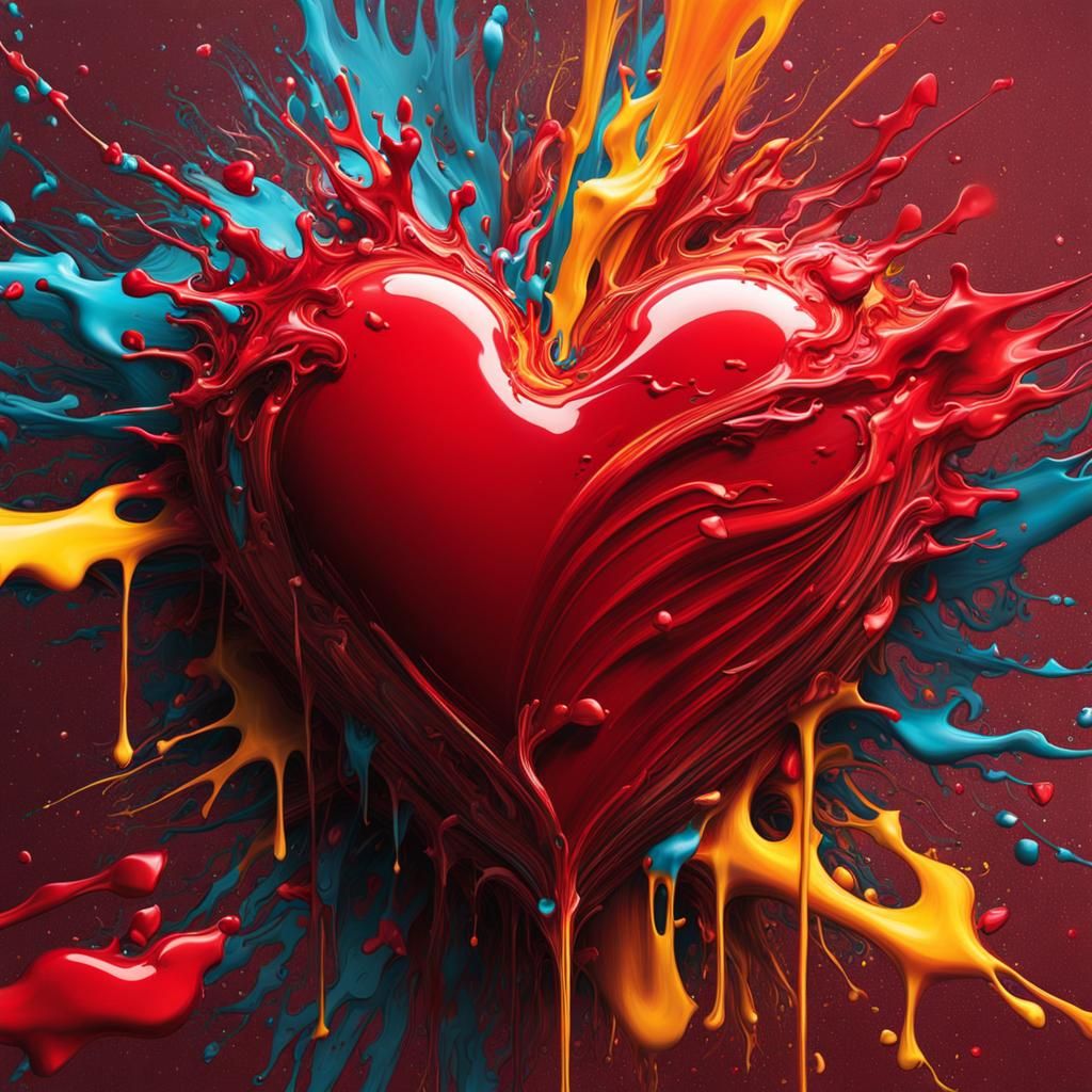 Burning Heart Masterpiece in Hyperrealist Graffiti Style
