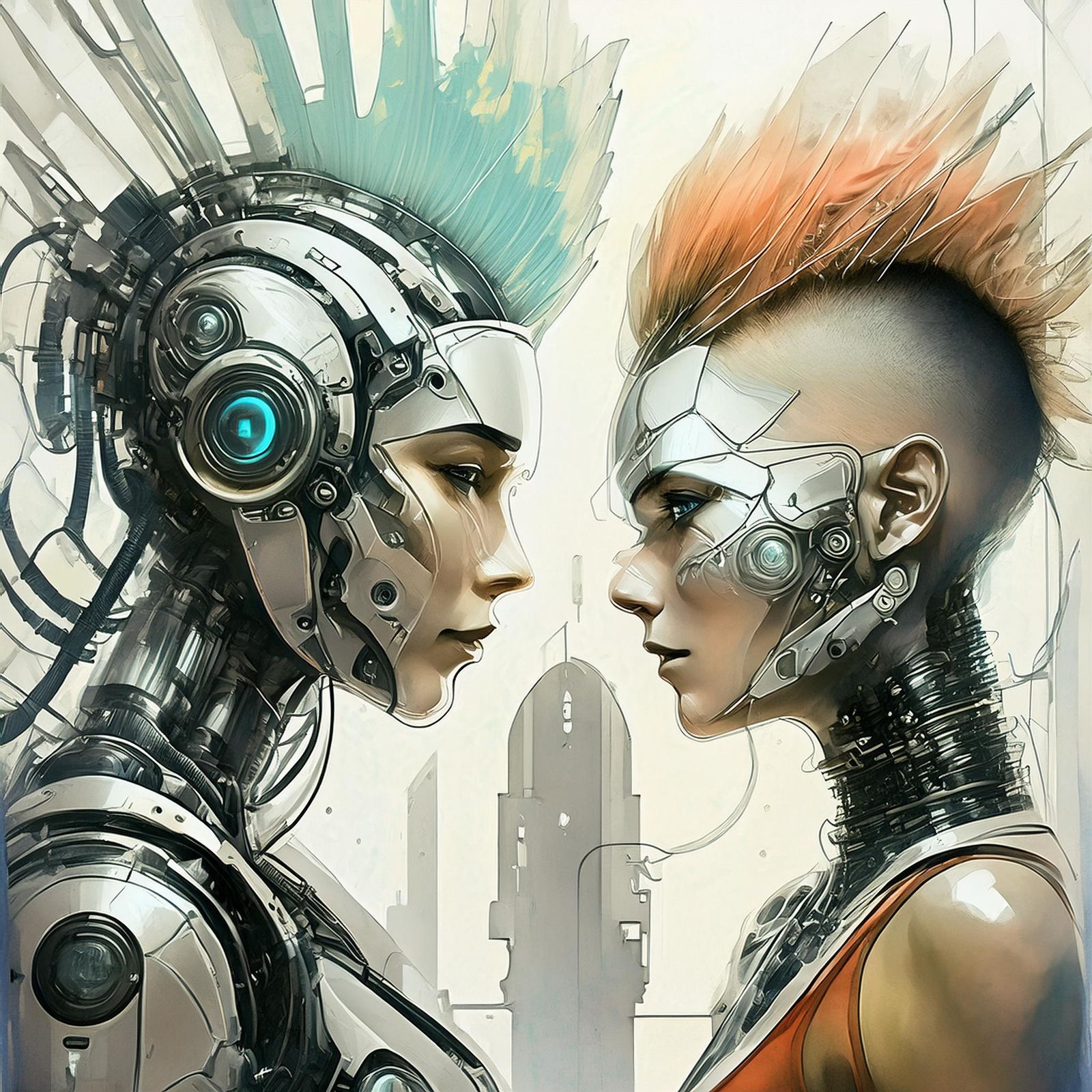 cyberpunk sketchy portrait