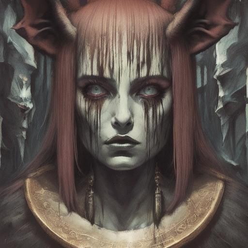 Aardvark vs High Priestess in Expressionist Horror Style