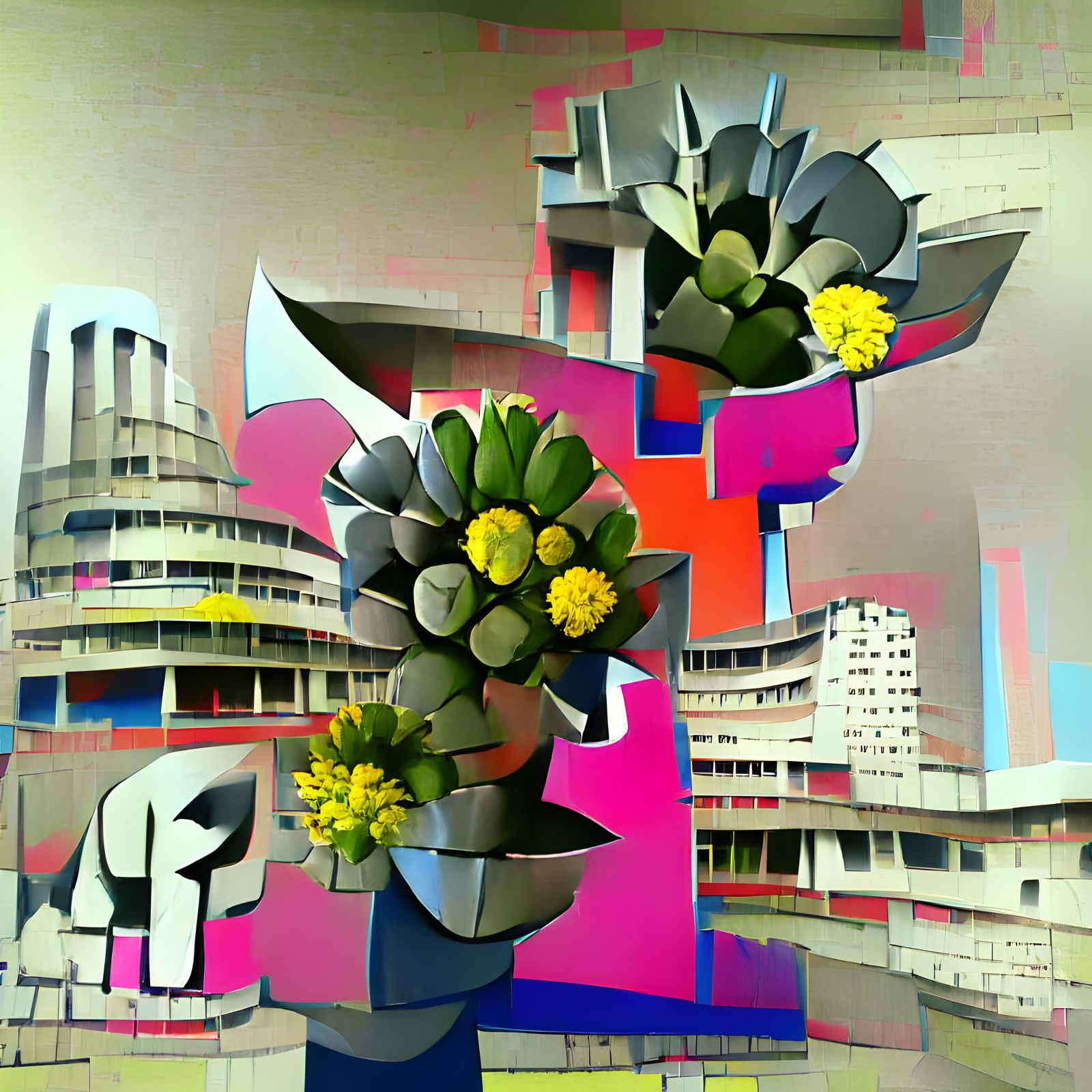 Brutalism flower arrangement; pop art AI Generated Artwork