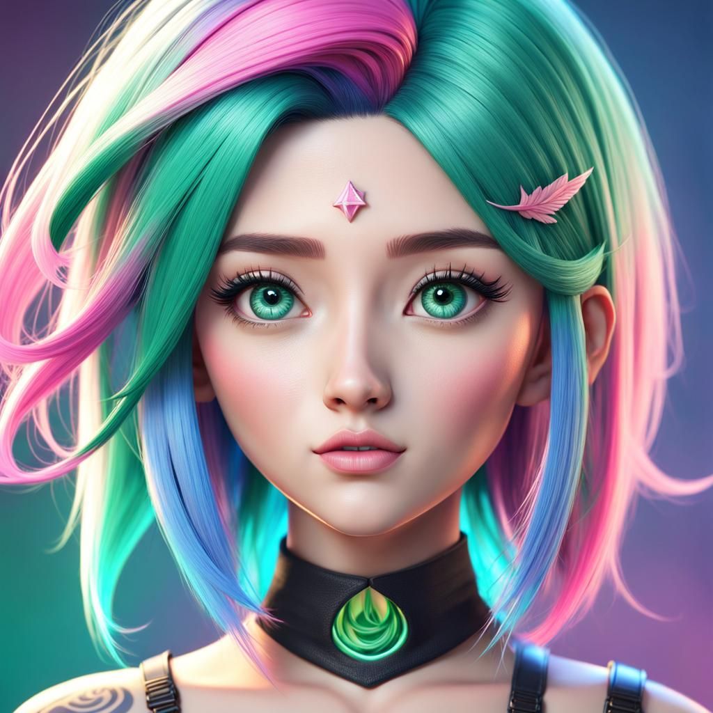 A Half Asian Half White 16 Year Old Girl With Pink And Blue Hair Very edgy-insanely-beautiful-16-year-old-girl-short-wav